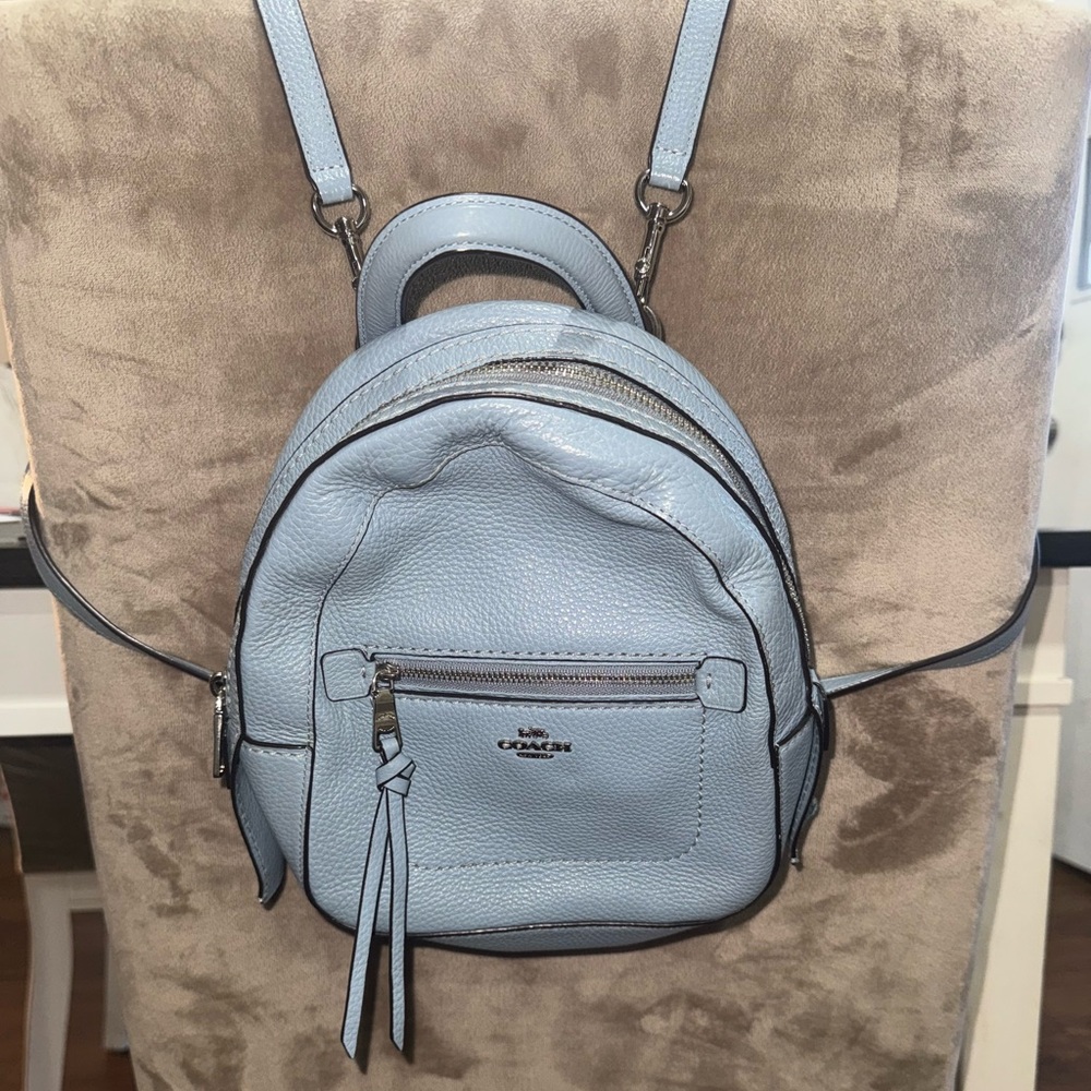 Coach Sky Blue Leather Backpack